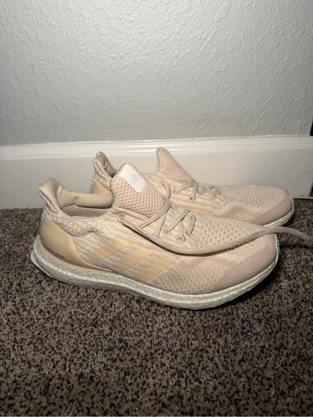 adidas Pale Pink Beige Knit Running Sneakers